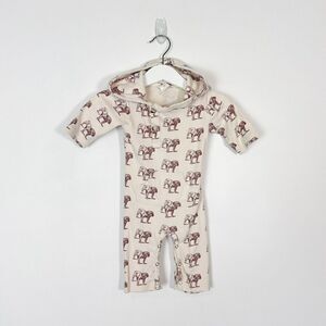 Kate Quinn Beige Bulldog Hooded Bodysuit 3-6m Organic Cotton